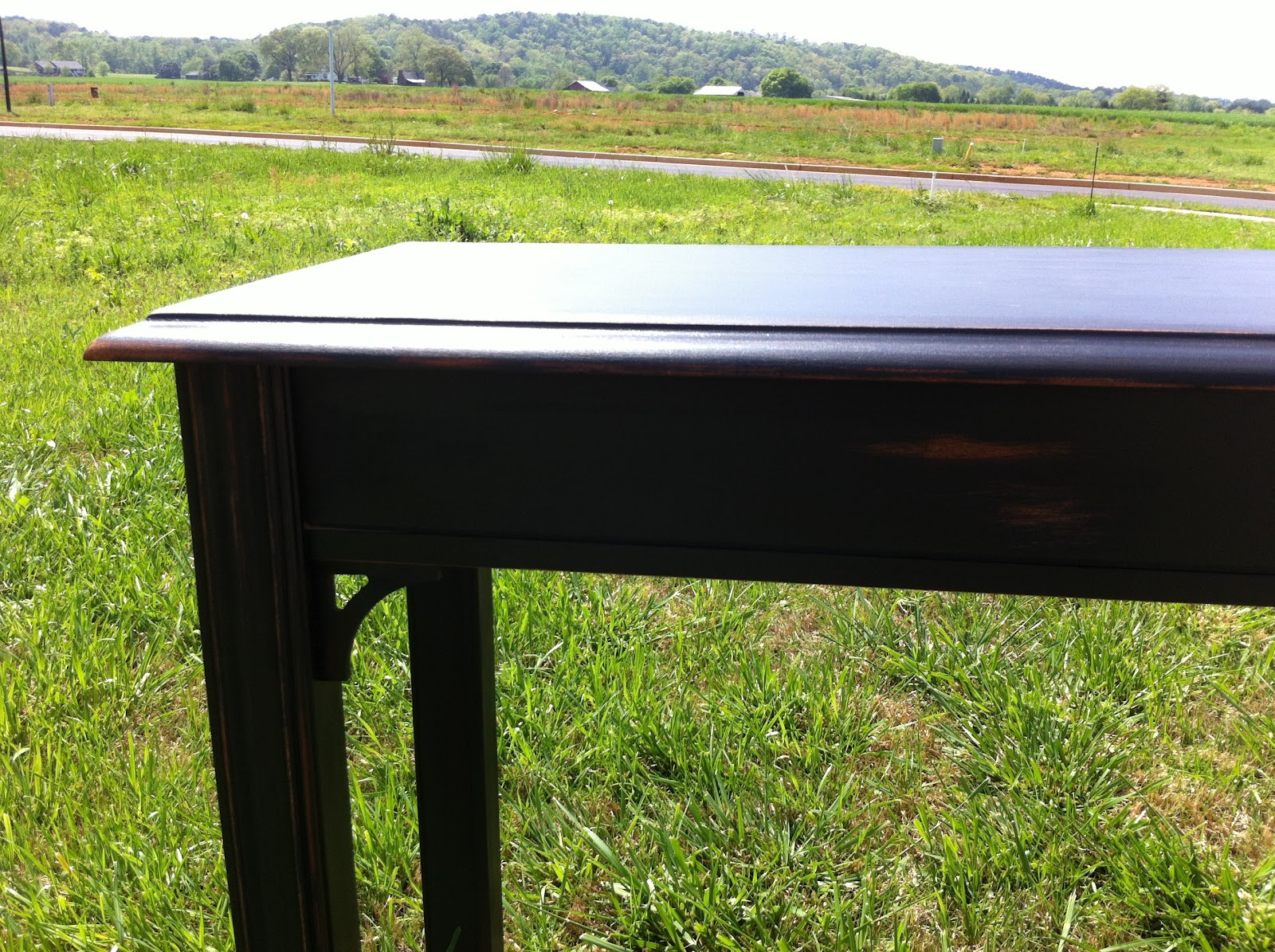 Rusted Bucket Gals Black Distressed Finish Sofa Table